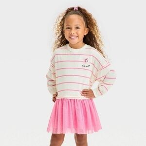 Grayson Mini Toddler Girls' Tulle Dress Charcoal Pink and white